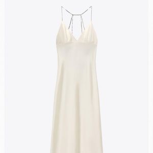 Jewel Satin Effect Dress - Zara - L